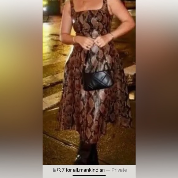 7 For All Mankind Faux Leather snakeskin Dress Sleeveless Midi. XS NWTs - Picture 3 of 17